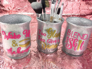 Custom Glass Makeup Brush Holder