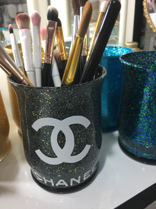 Custom Glass Makeup Brush Holder