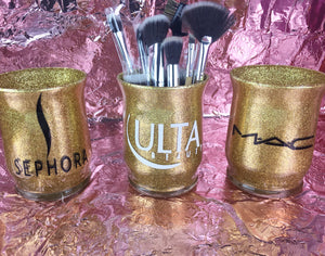 Custom Glass Makeup Brush Holder